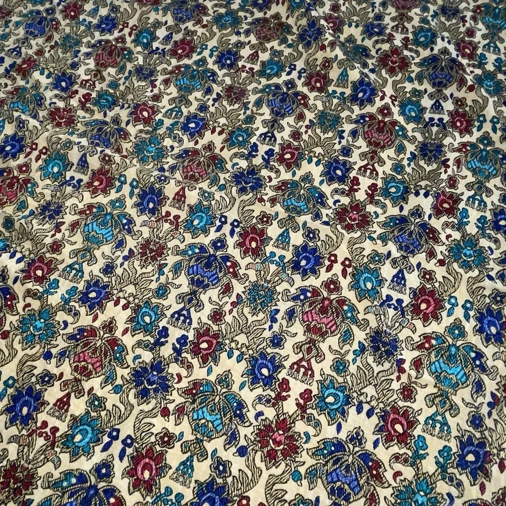 Vintage Persian Termeh Bedspread Large 80x95 Tapestry Boho Paisley Coverlet Gold